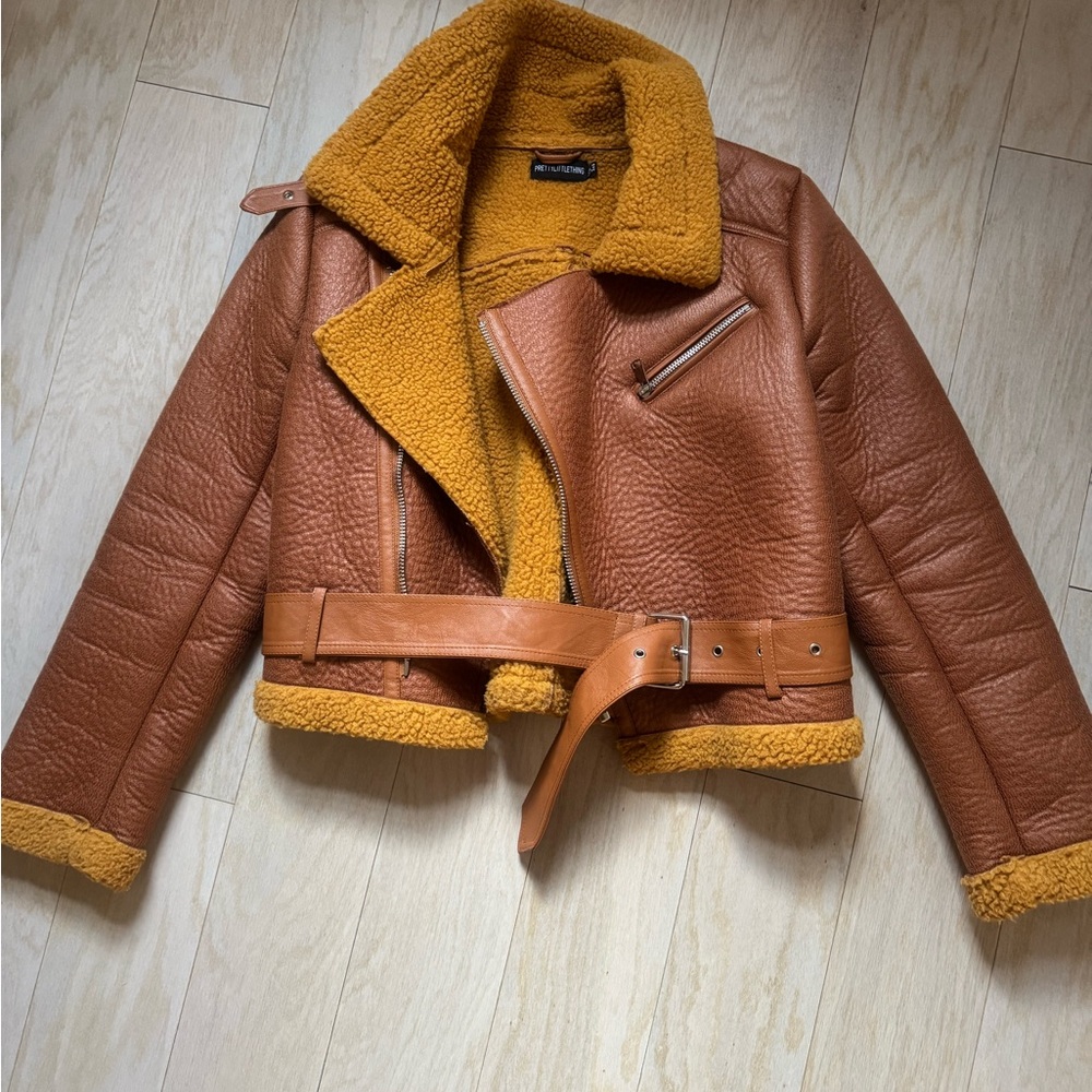 Faux Leather Shearling Biker Jacket